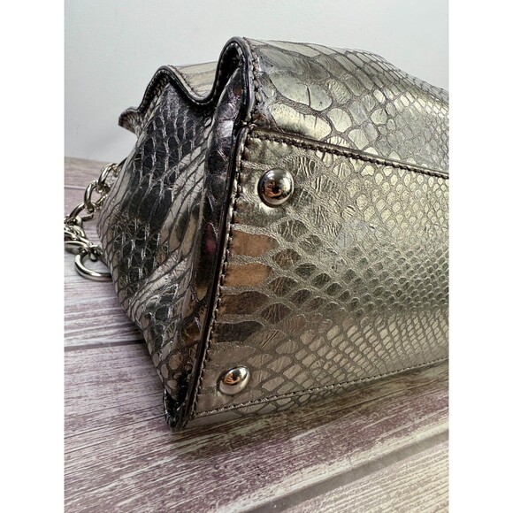 MICHAL KORS Large Hamilton Gray Luxury Embossed Leather Satchel Shoulder Bag - Picture 12 of 17